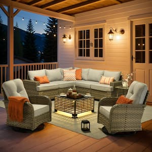 XIZZI Aimee 9-Piece Wicker Patio Conversation Seating Sofa