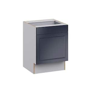 Devon Painted Blue Recessed Assembled 24 in.W x 32.5 in.H x 23.75 in.D Accessible ADA 1 Drawer Base Kitchen Cabinet