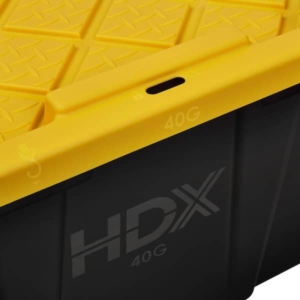 HDX - 40 Gal. Tough Storage Tote in Black with Yellow Lid