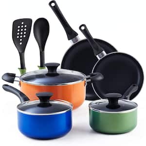 10-Piece Aluminum Nonstick Stay Cool Handle Cookware Set in Multicolor