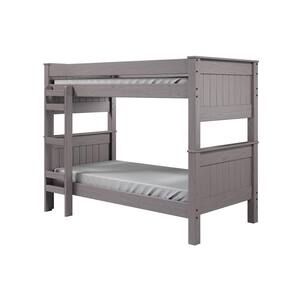 Pinecrafter Series Solid Pine Walnut Gray Finish Stackable Twin Size Bunkbed with Ladder