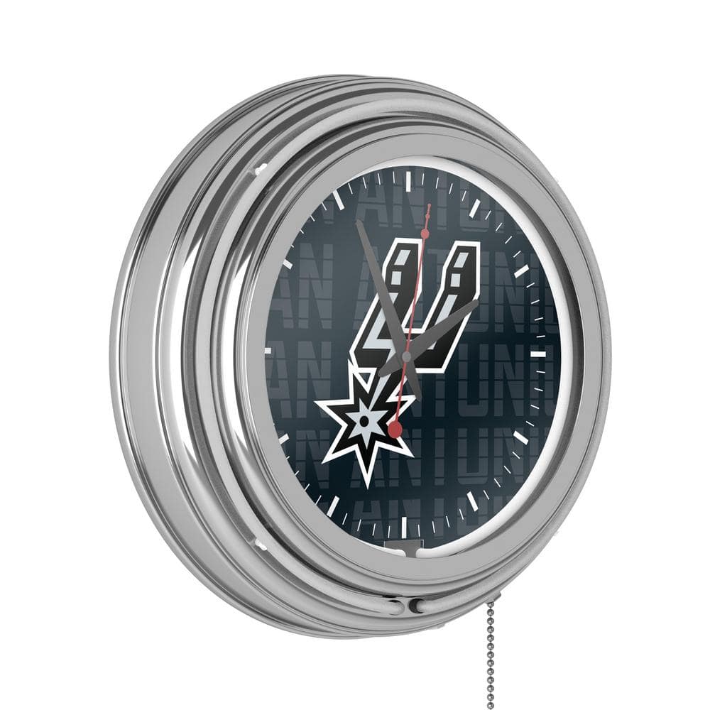 San Antonio Spurs White City Lighted Analog Neon Clock