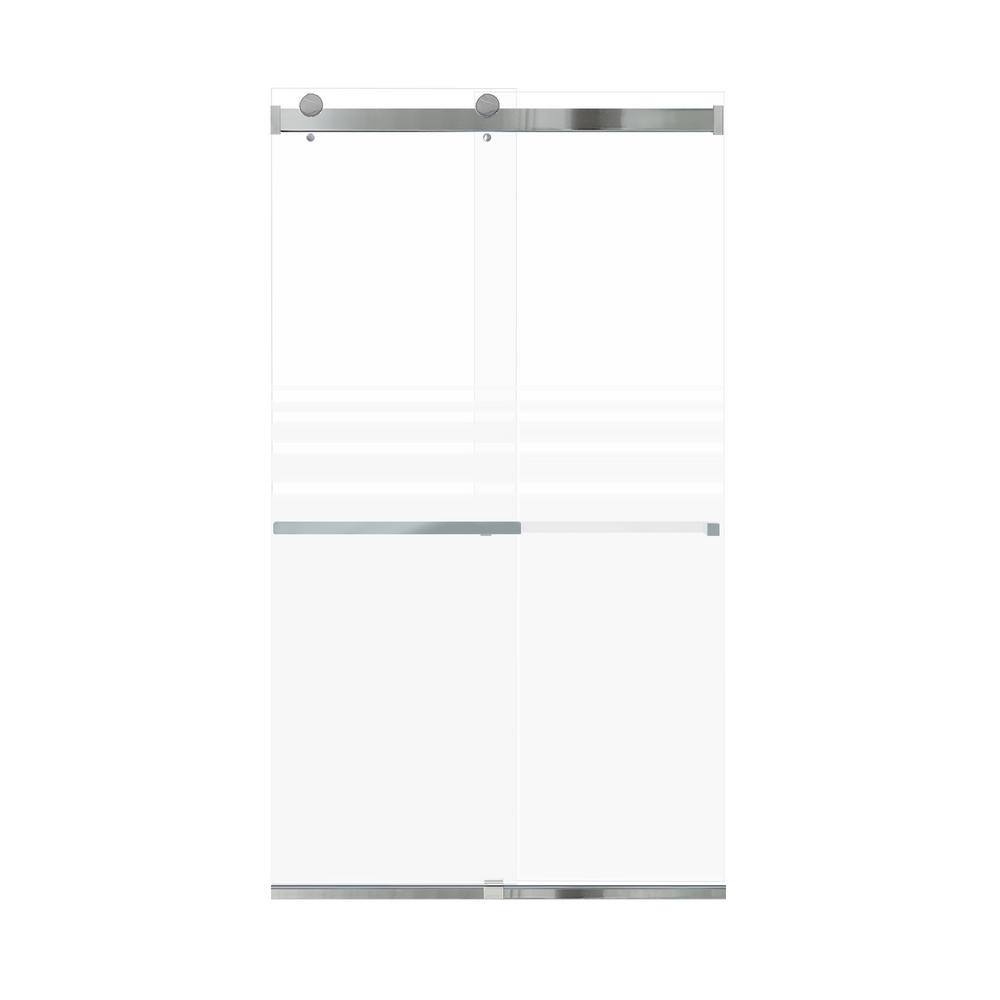 80" High x 48" Wide Frameless Chrome Shower Door with Frosted Glass