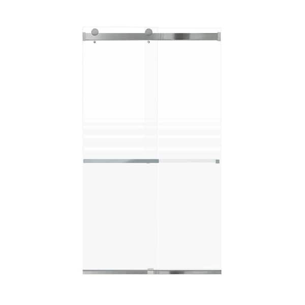 Transolid Brianna 48 in. W x 80 in. H Sliding Frameless Shower Door in Polished Chrome with Frosted Glass
