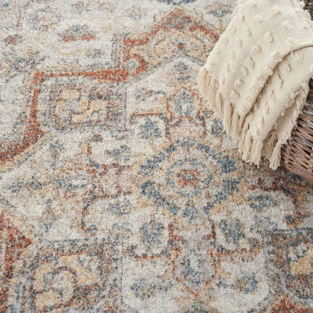 Grey Multicolor Floral Synthetic 4' x 6' Washable Area Rug