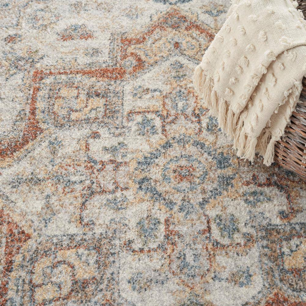 Grey Multicolor Floral Synthetic 4' x 6' Washable Area Rug