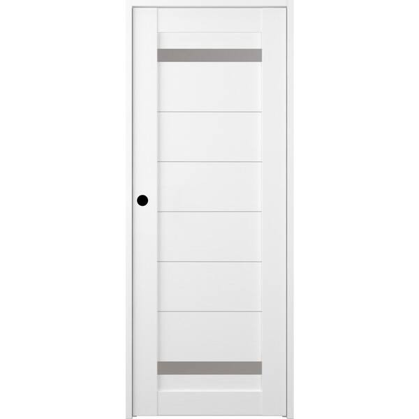 Belldinni Perla 36 in. x 83.25 in. Right-Hand Frosted Glass Bianco Noble Solid Core Wood Composite Single Prehung Interior Door