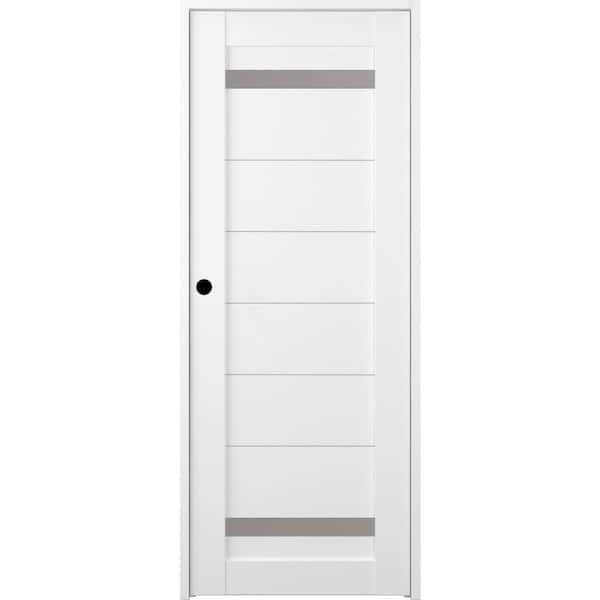 Belldinni Perla 28 in. x 95.25 in. Right-Hand Frosted Glass Bianco ...