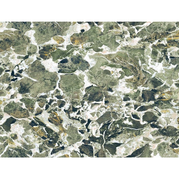 15.38 sq. ft. Mineral Green Faux Stone Marble Natural Wall Backdrop Vinyl Peel and Stick Wallpaper Roll