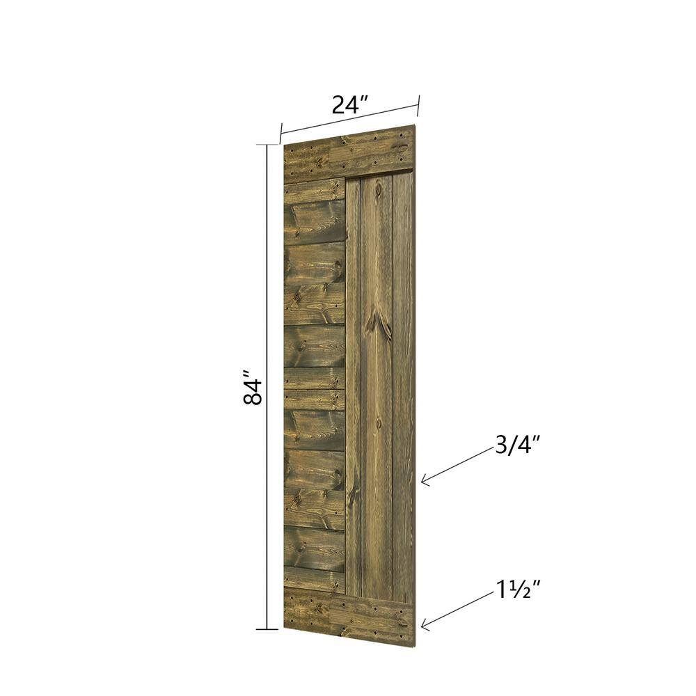 Aged Barrel Finished Solid Wood Sliding Barn Door Kit with Black Hardware