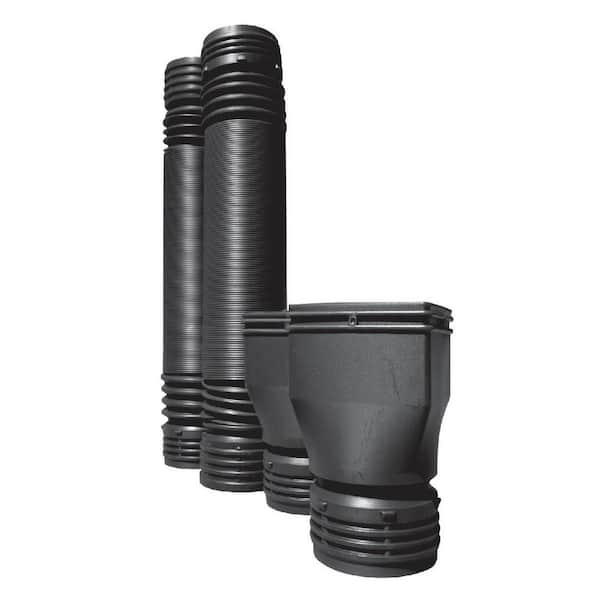 Unbranded Mole-Pipe Flexible 4 in. x 6 ft. HDPE Solid Drain Pipe with Universal Downspout Adapter (2-Pack)