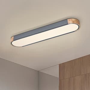 Lumin 38 in. 1-Light Gray Integrated LED Flush Mount Minimalist Long Oval Ceiling Light