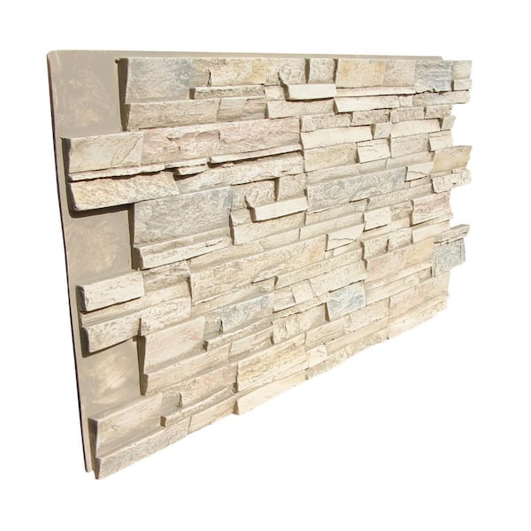 TRITAN BP Stack Stone 48 in. x 24.25 in. Polyurethane Interlocking Siding Panel Finished in Frosted Blush