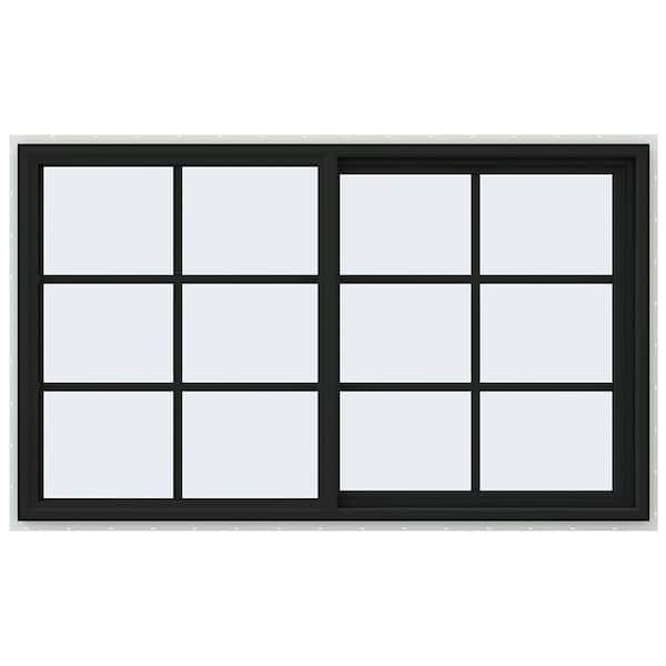 JELD-WEN 60 in. x 36 in. V-4500 Series Bronze FiniShield Vinyl Right-Handed Sliding Window with Colonial Grids/Grilles