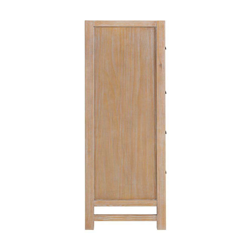 Arden Solid Pine Wood 5-Drawer Chest in Light Driftwood Finish