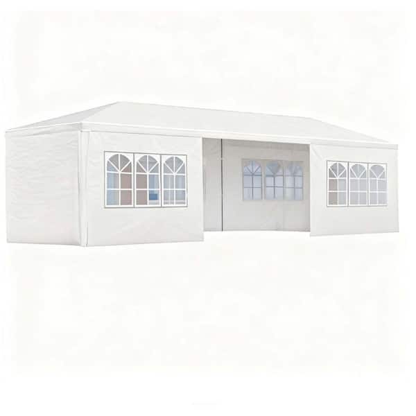 10 ft. x 30 ft. White Pop-Up Canopy Party Tent with 8 Removable Sidewalls