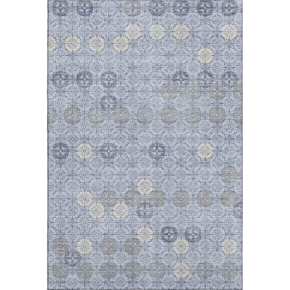 Mayfield Premium Machine Washable Abstract AMF1855 Blue 3 ft. x 5 ft. Area Rug price history on PriceWatchPro