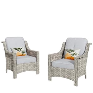 Eureka Gray Modern Wicker Outdoor Lounge Chair Seating Set with Light Gray Cushions (2-Pack)