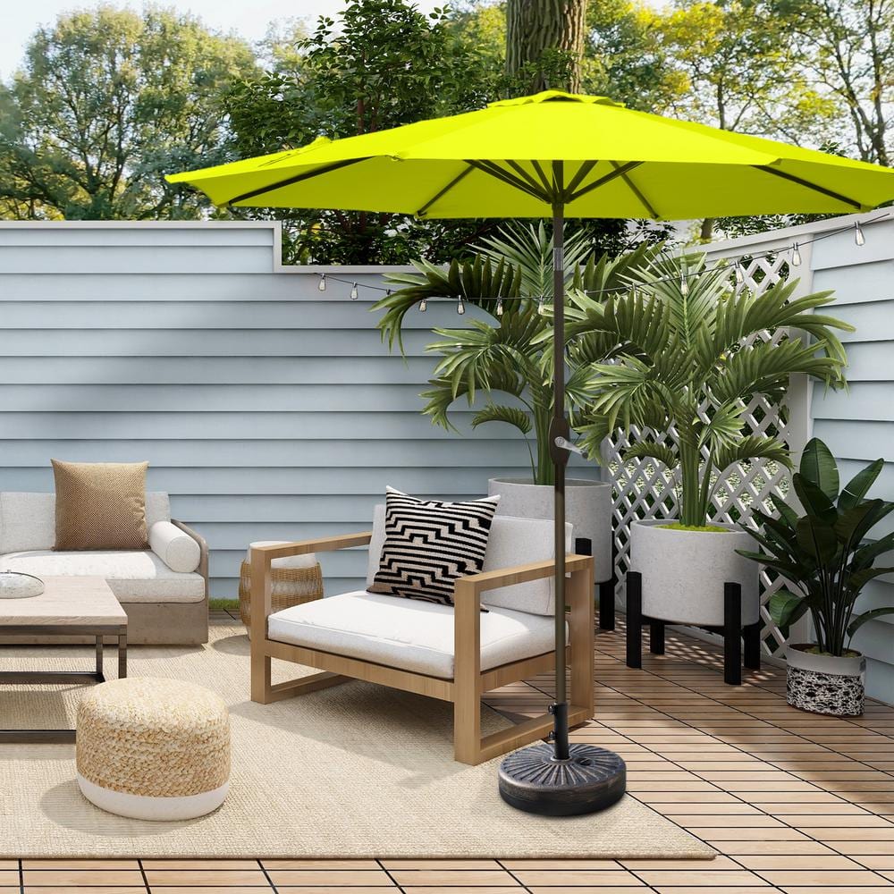 Lime Green 9 Ft Outdoor Patio Umbrella with Bronze Base