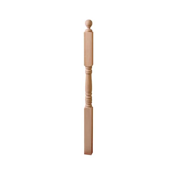 HOUSE OF FORGINGS Red Oak 4305 3 in. x 54 in. Traditional Style Wood Newel Post for Stair Remodeling