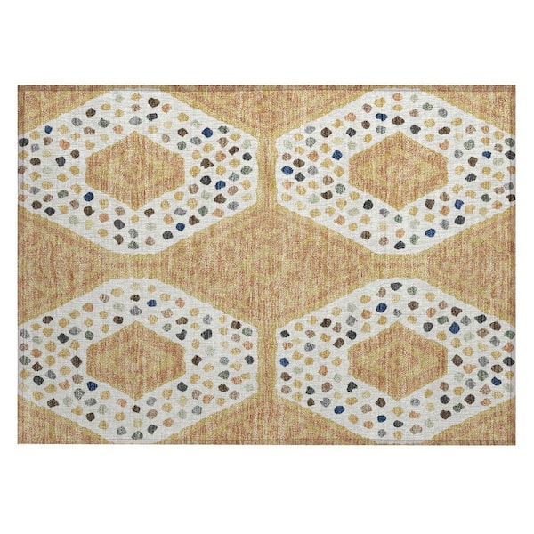 Chantille Machine Washable Indoor/Outdoor Abstract ACN2457 Gold 2 ft. x 3 ft. Accent Rug