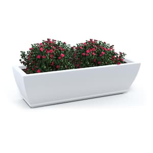 Acadia 36 in. x 11 in. Self-Watering White Polyethylene Window Box