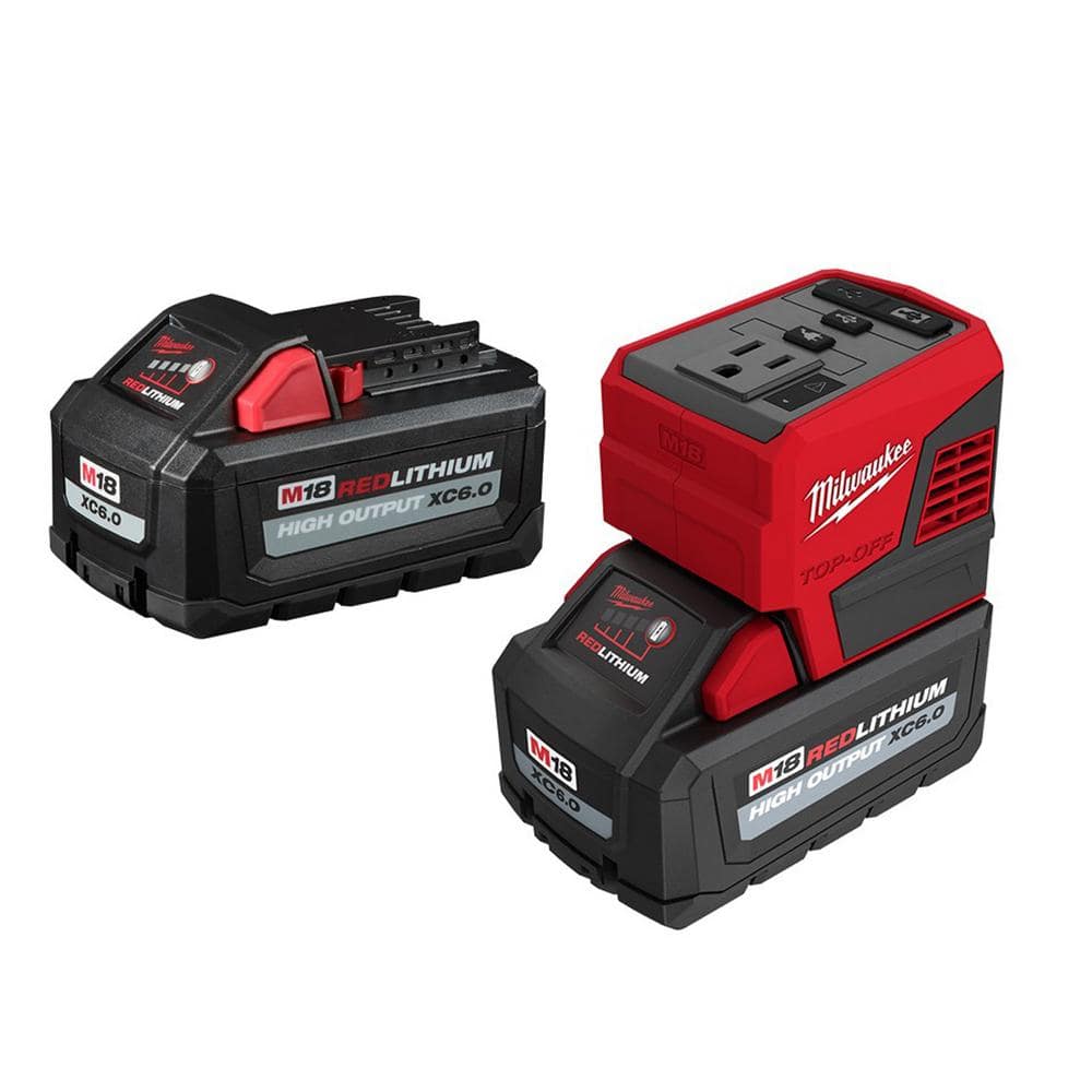 Milwaukee M18 18-Volt Lithium-Ion 175-Watt Powered Compact Inverter for M18  Batteries with (2) M18 HIGH OUTPUT 6.0 Ah Batteries 2846-20-48-11-1862  The Home Depot