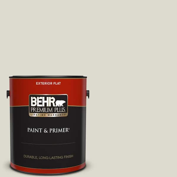 BEHR PREMIUM PLUS 1 gal. #GR-W11 Silver Ash Flat Exterior Paint & Primer