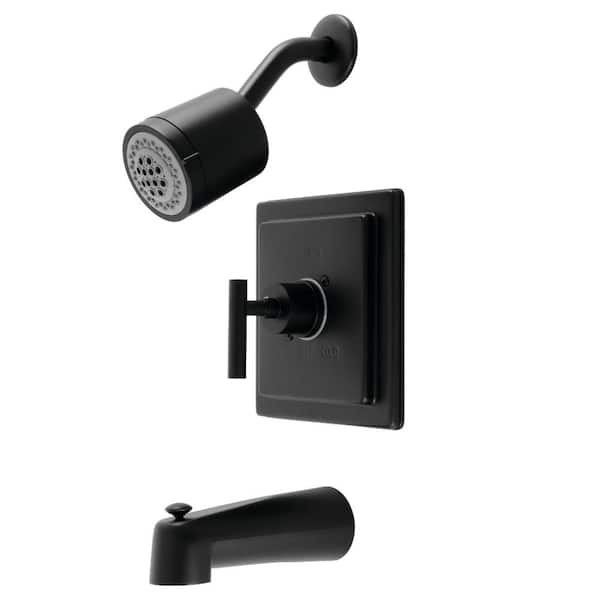 Kingston Brass Manhattan Single Handle 2-Spray Tub and Shower Faucet 2 GPM with Corrosion Resistant in. Matte Black