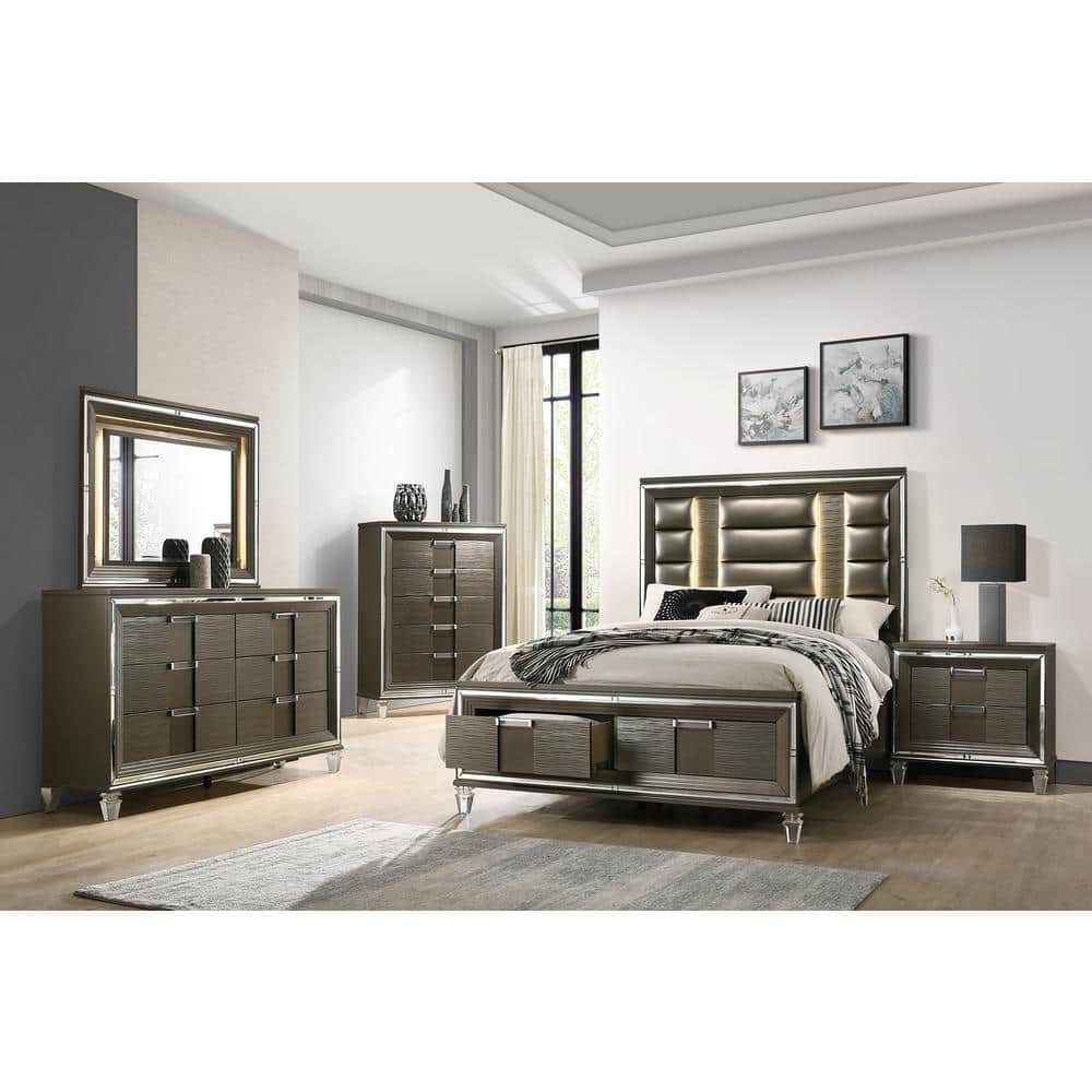 Charlotte Copper 5-Drawer Flip-Top Chest with Mirror