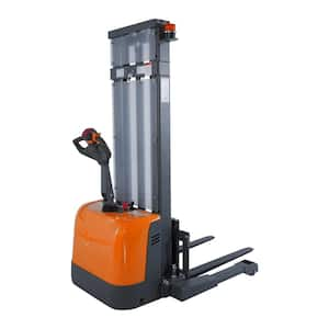 3300 lbs. 130 in. High Lifting Full Electric Straddle Stacker GEL Battery Electrical Walkie Stacker Orange