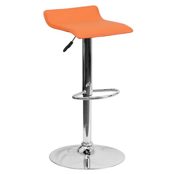 Flash Furniture 31.25 in. Adjustable Height Orange Cushioned Bar Stool