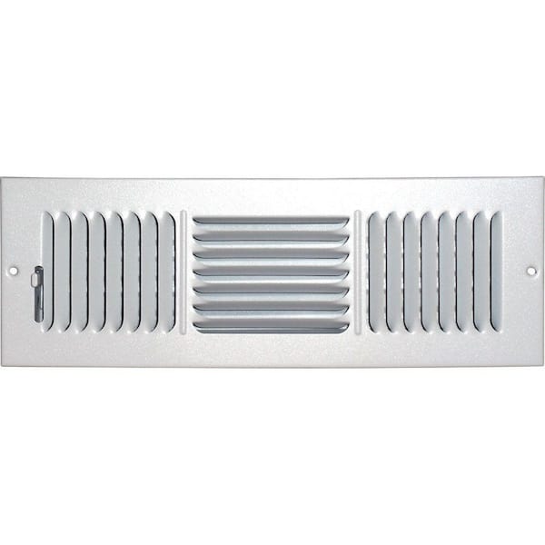 SPEEDI-GRILLE 12 in. x 4 in. Ceiling/Sidewall Vent Register, White with 3-Way Deflection