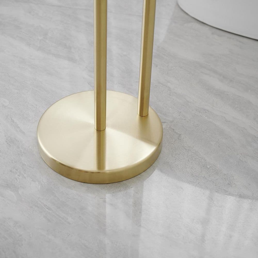 Brushed Gold Freestanding Toilet Paper Holder with Storage Shelf