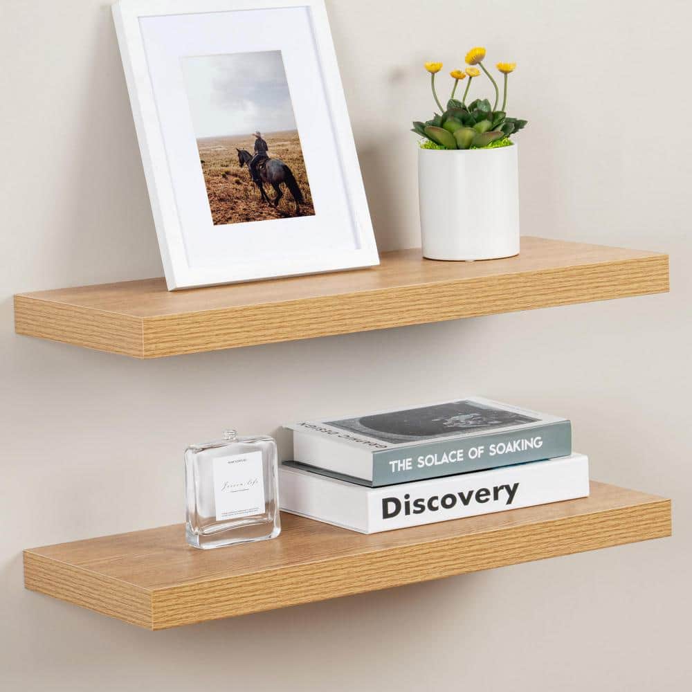 24 in. W x 9.3 in. D Rustic Decorative Wall Shelf Set of 2