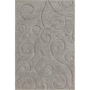 Floral Shag Carved Gray 4' 0 x 6' 0 Area Rug