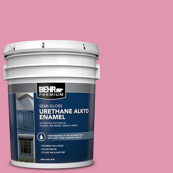 BEHR PREMIUM 5 gal. #P130-4 Its a Girl Urethane Alkyd Semi-Gloss Enamel Interior/Exterior Paint
