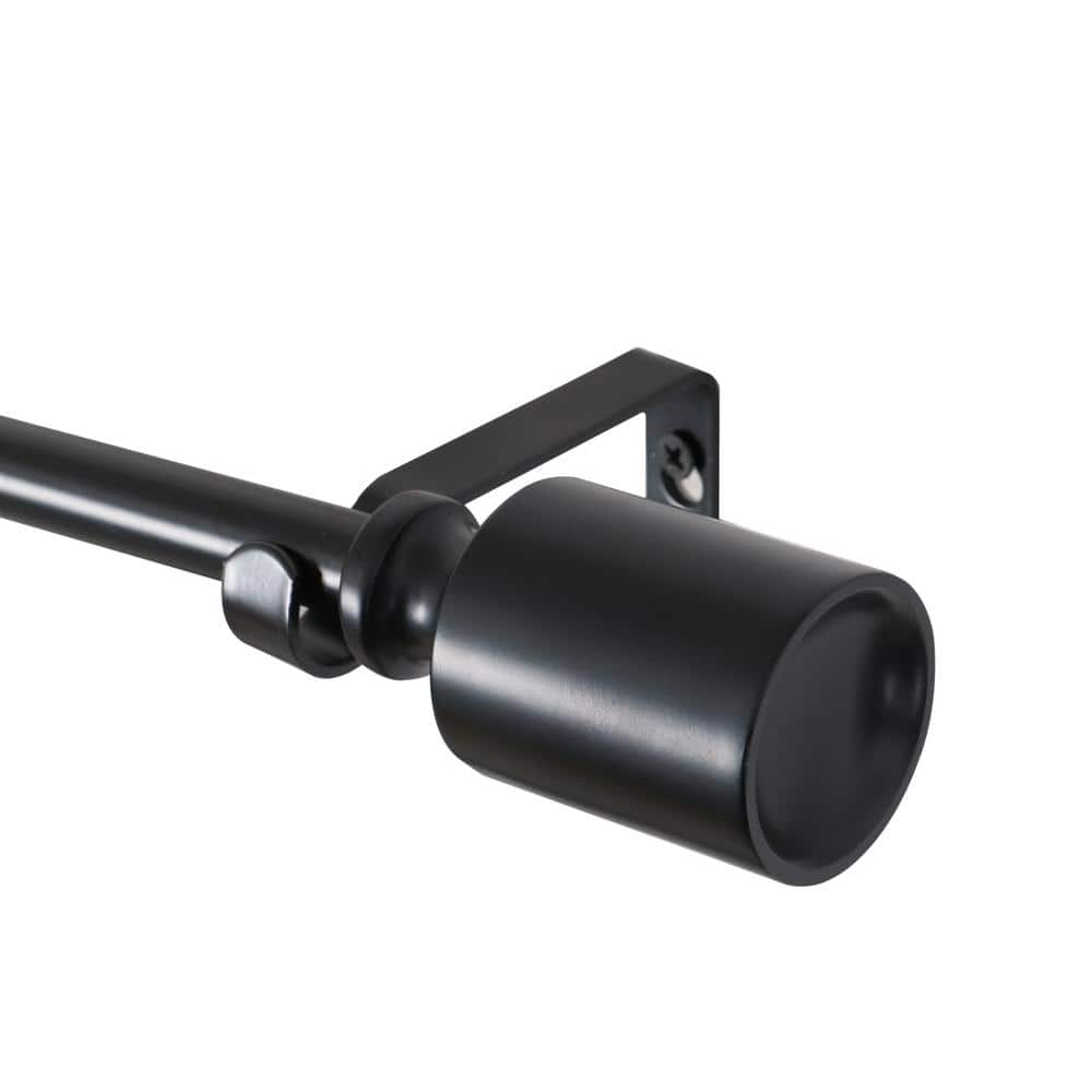 Adjustable Black Metal Curtain Rod with Decorative Finials, 28-48 Inch