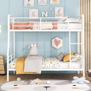 White Full XL Over Queen Metal Bunk Bed