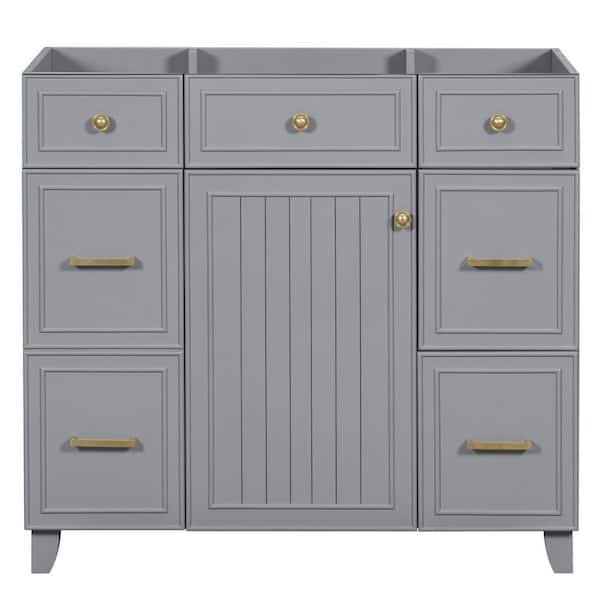 Unbranded 35.4 in. W x 16.65 in. D x 33.3 in. H Wood Bath Vanity Cabinet without Top in Gray