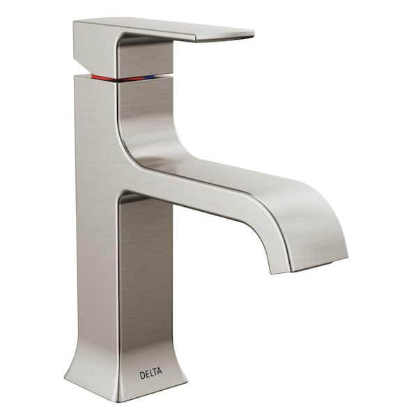 Delta Velum Single Handle Single Hole Bathroom Faucet with Deckplate Included and Drain Kit Included in Stainless
