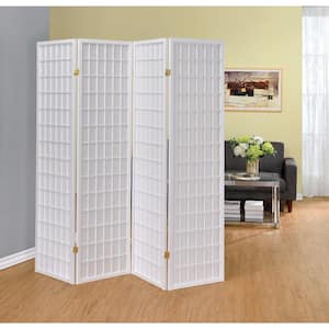 Contemporary Style 5.8 ft. White 4-Panel Folding Room Divider Screen