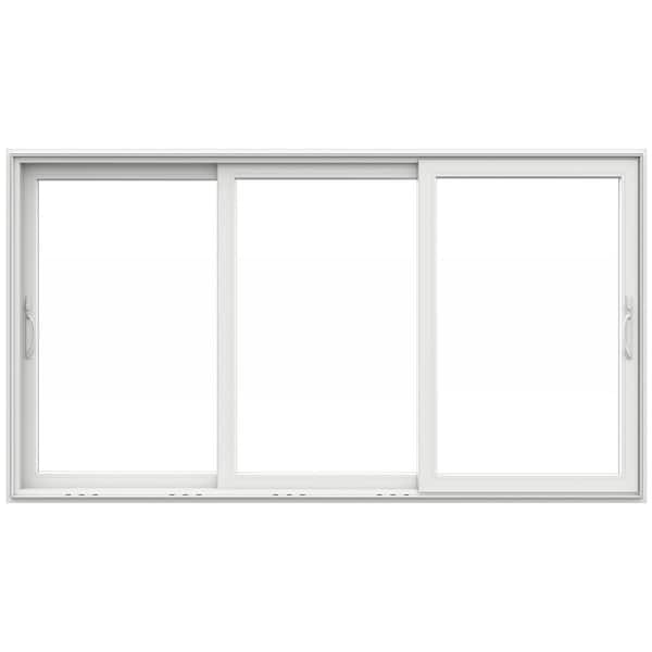 JELD-WEN V4500 Multi-Slide 141 in. x 96 in. Universal Hand Low-E White Vinyl 3-Panel Prehung Patio Door