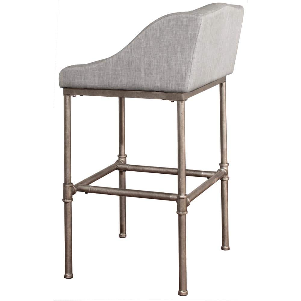 Dillon 27.7" Modern Industrial Gray Metal Bar Stool with Wingback Design