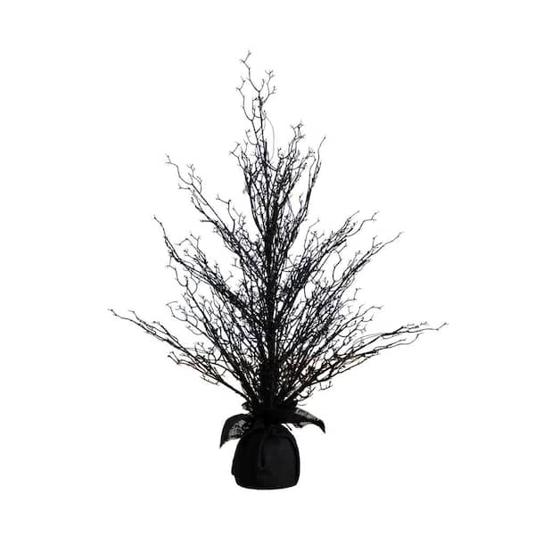 Nearly Natural 3 ft. Pre-Lit Black Twig Artificial Tree in Burlap Plater with 52 Warm White LED Lights
