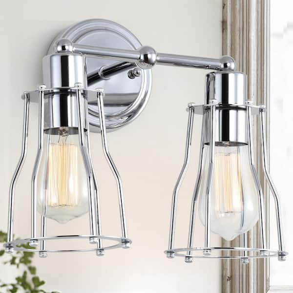 JONATHAN Y Evelyn 12.5 in. 2-Light Metal Chrome Vanity Light