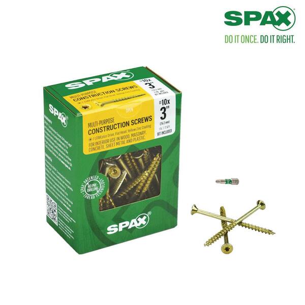 SPAX #10 x 3 in. T-Star Plus Drive Flat-Head Partial Thread Yellow Zinc Coated Multi-Material Screw (72 per Box)