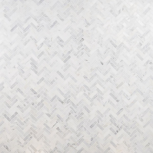 Oriental Sculpture Herringbone 12 in. x 12 in. x 8 mm Marble Mosaic Floor and Wall Tile