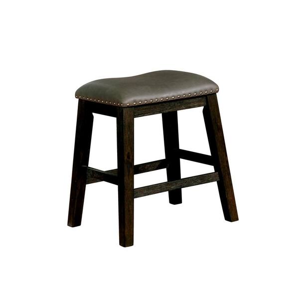 Furniture of America Larkridge 24.5 in. Dark Walnut Leatherette Bar Stools (Set of 2)