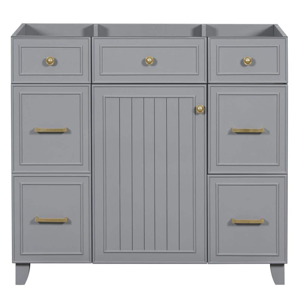 35.4 in. W Bath Vanity Cabinet without Top in Gray with 3-Drawers, Adjustable Shelf price history on PriceWatchPro